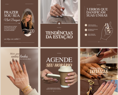Prévia de um perfil com nove templates para Nail Designers